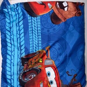 Disney Red Lightning McQueen Kids Shower Curtain on Blue Background